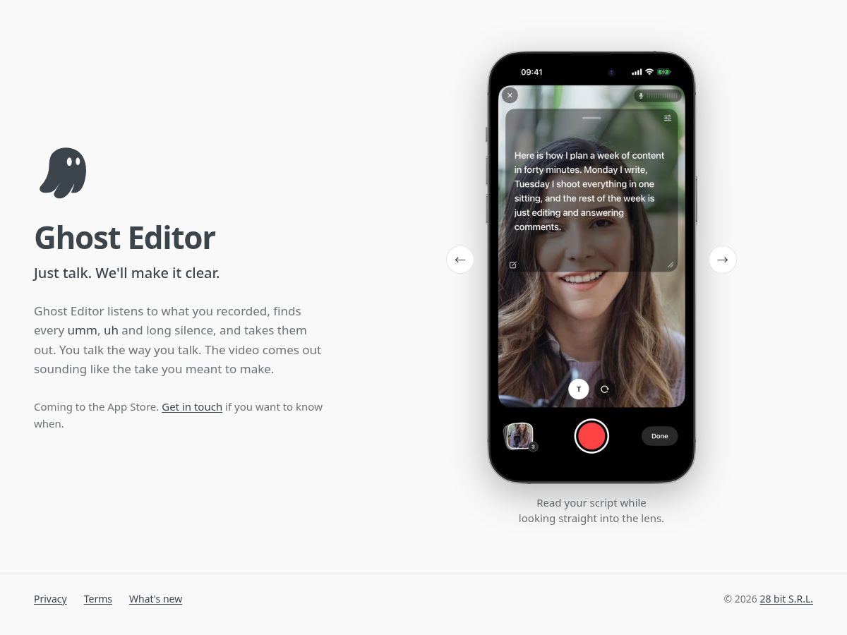 Landing-page snapshot of ghosteditorapp.com