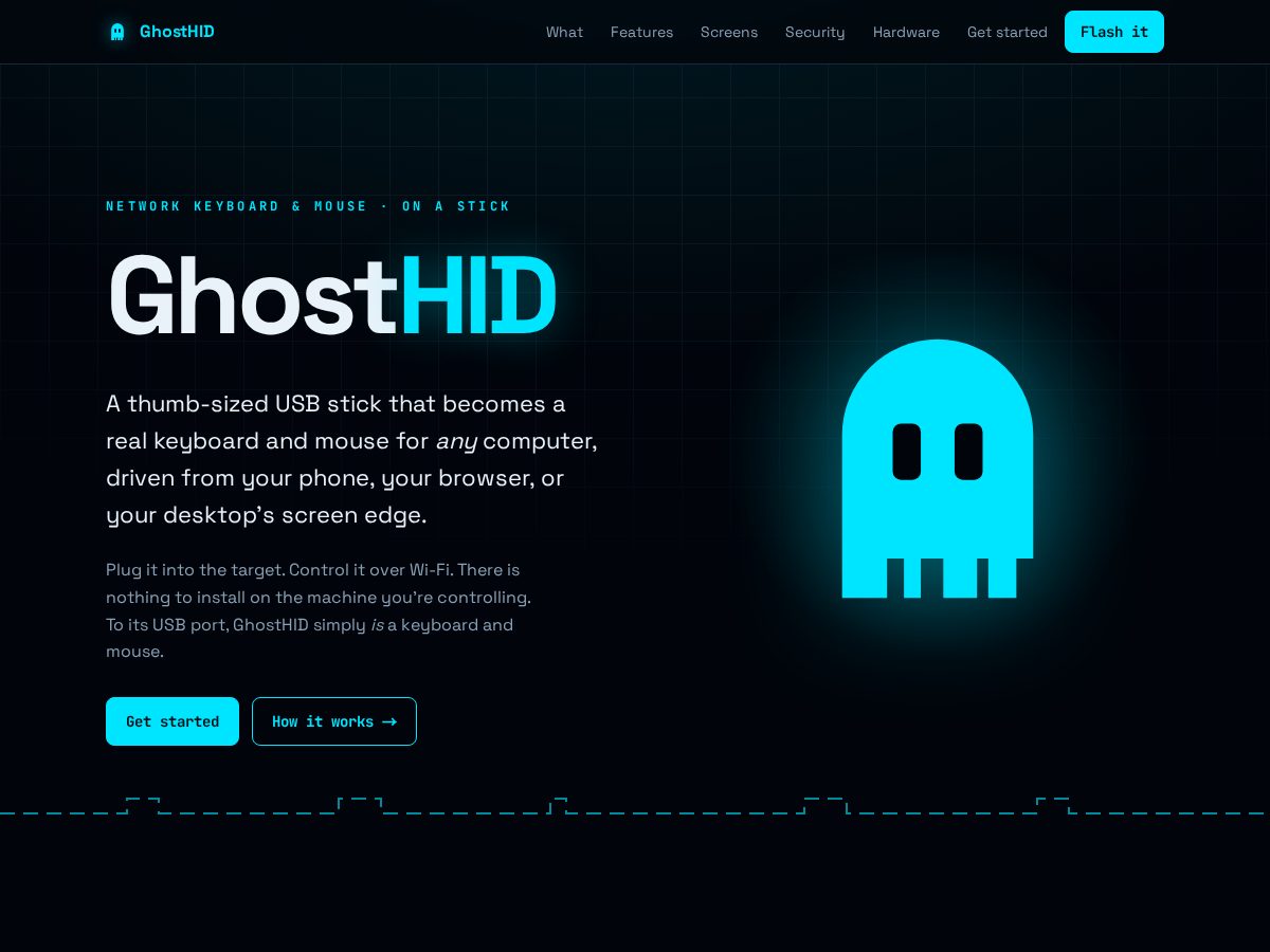 Landing-page snapshot of ghosthid.app