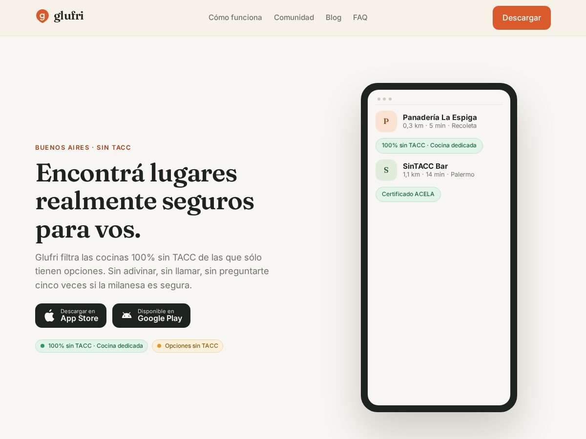 Landing-page snapshot of glufri.com