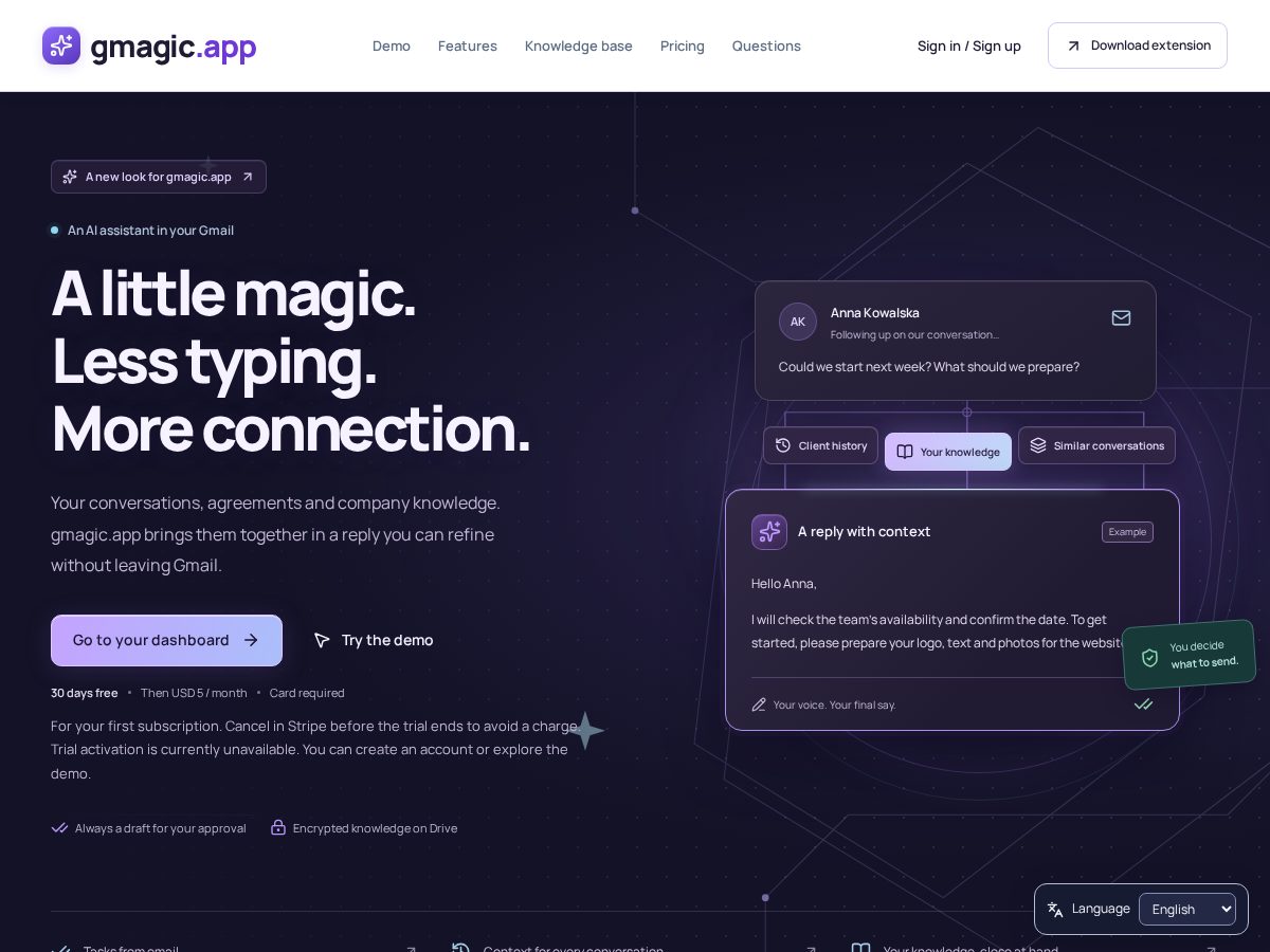 Landing-page snapshot of gmagic.app