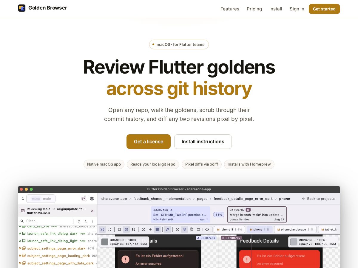 Landing-page snapshot of goldenbrowser.app