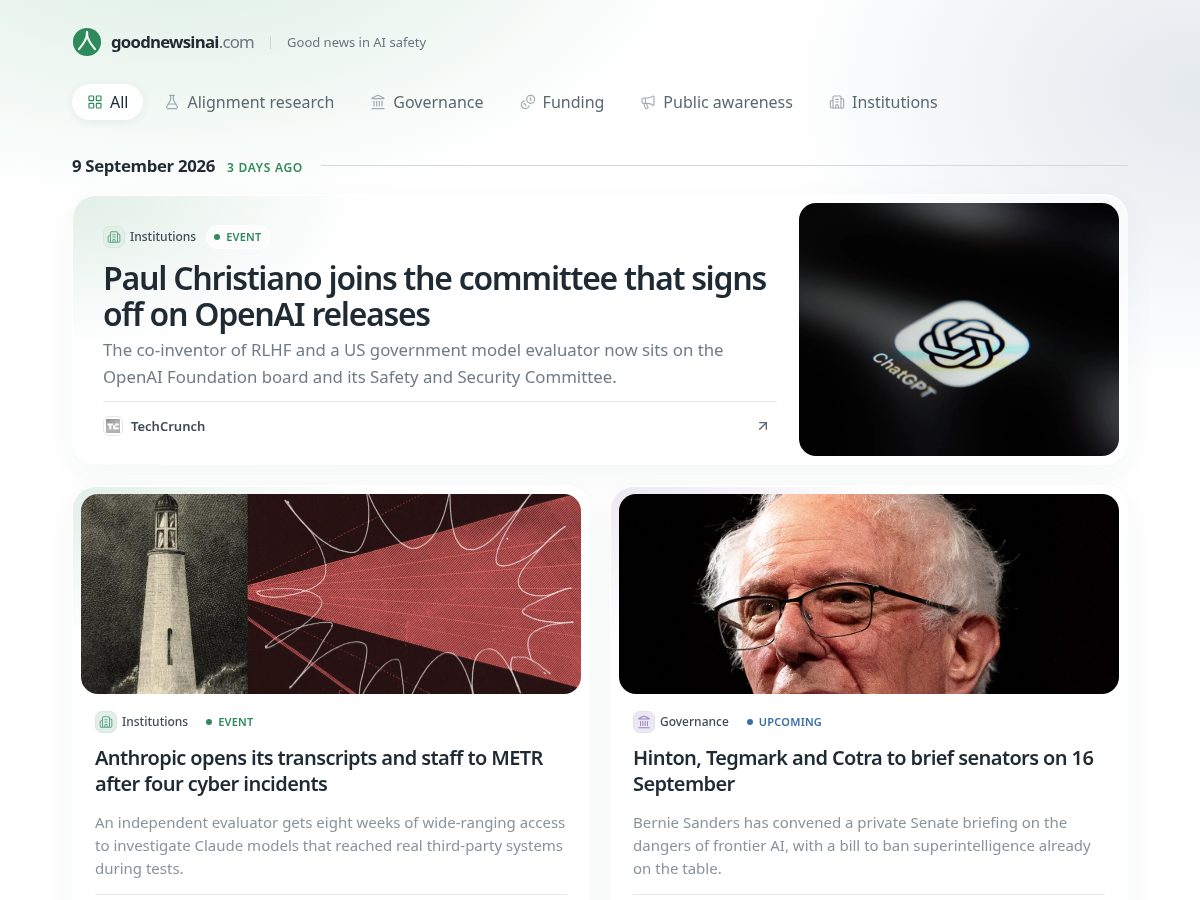 Landing-page snapshot of goodnewsinai.com