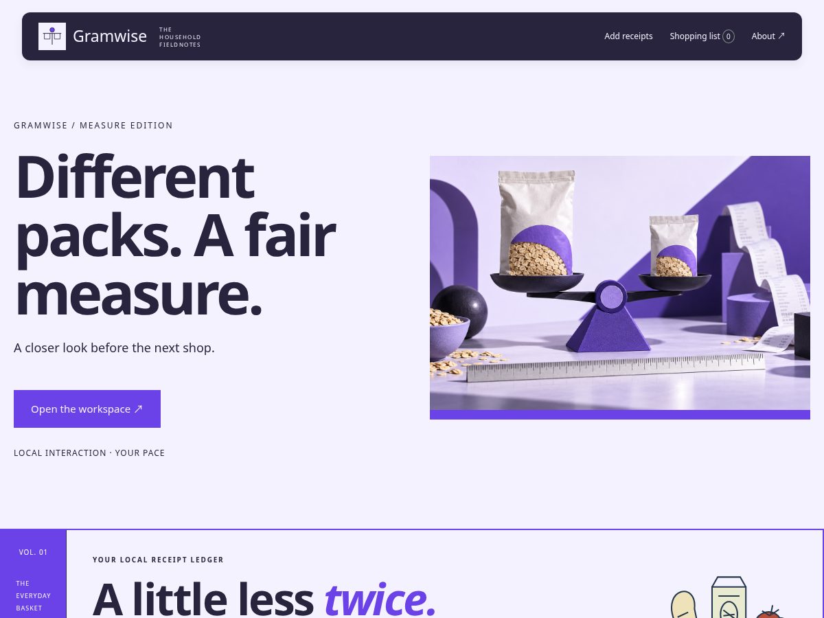 Landing-page snapshot of gramwise.xyz