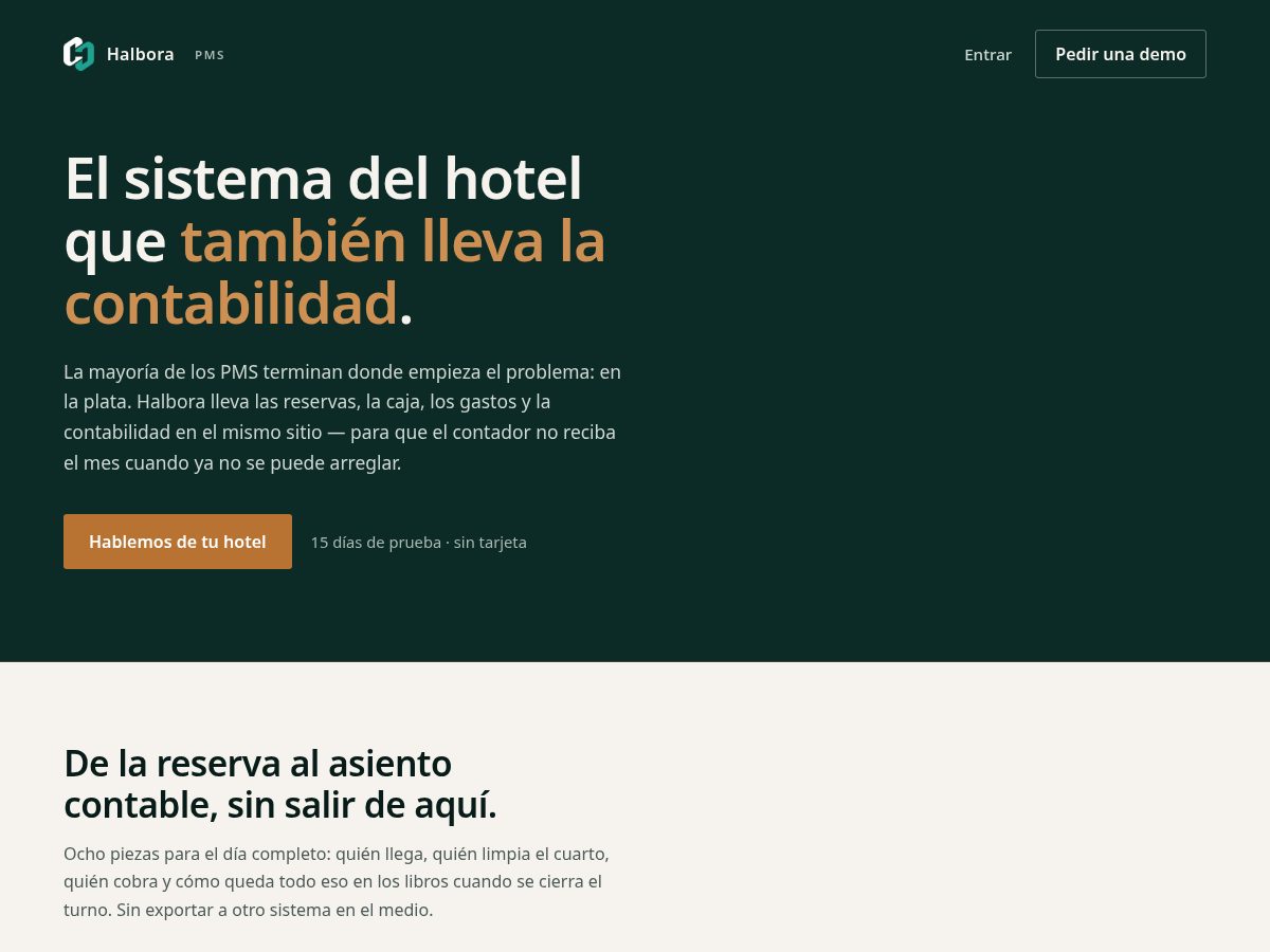 Landing-page snapshot of halbora.com