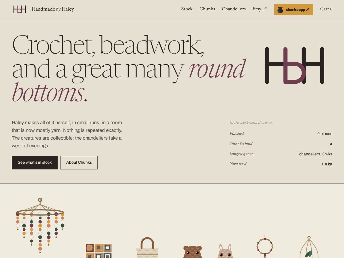 Landing-page snapshot of handmadebyhaley.shop