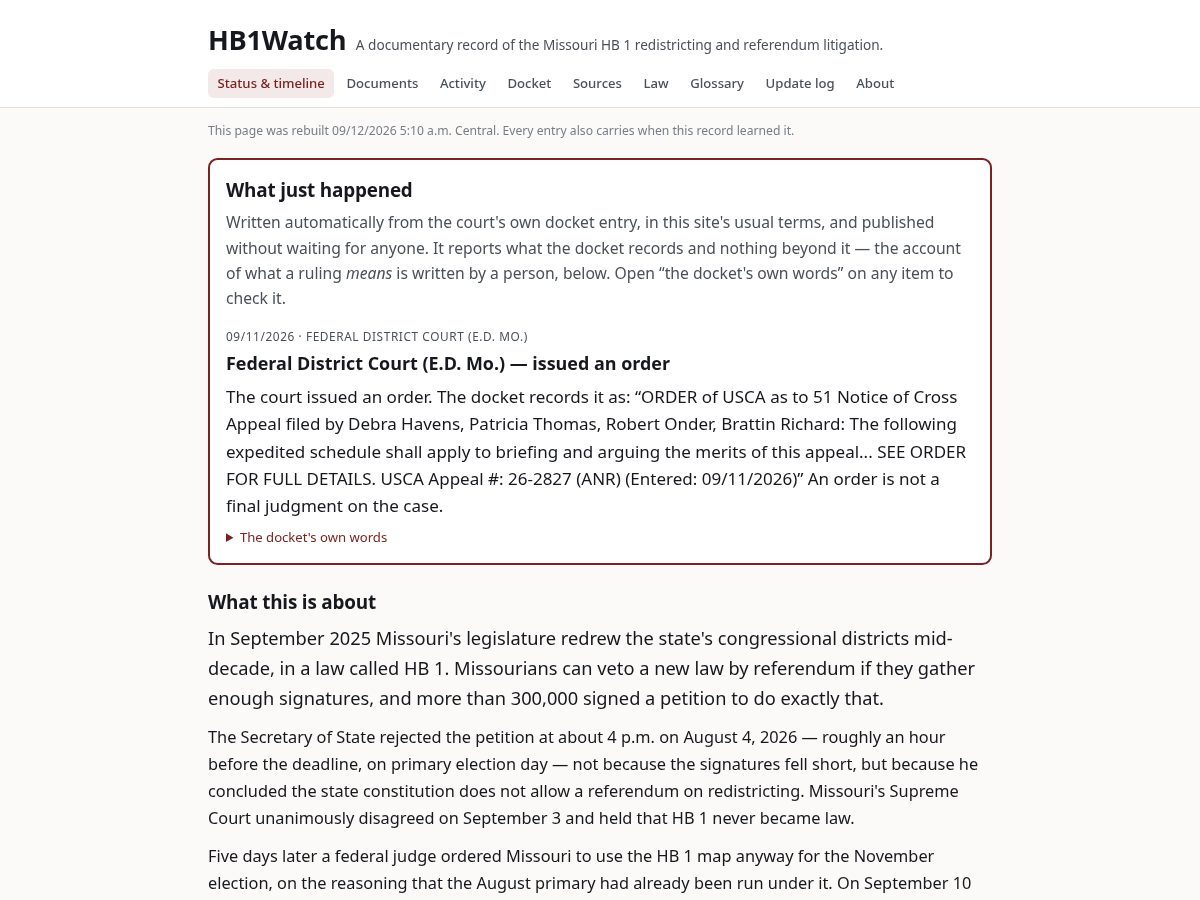 Landing-page snapshot of hb1watch.net