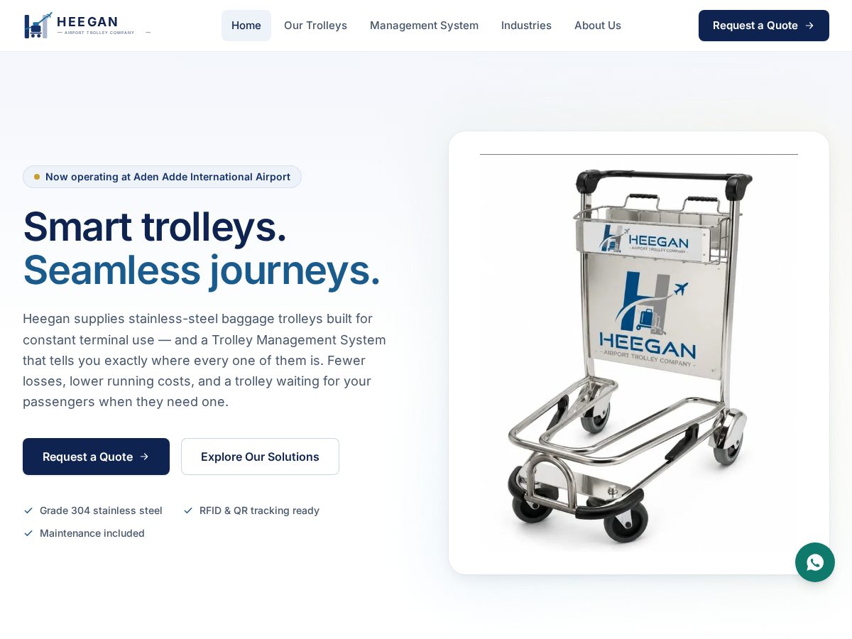 Landing-page snapshot of heegantrolley.com