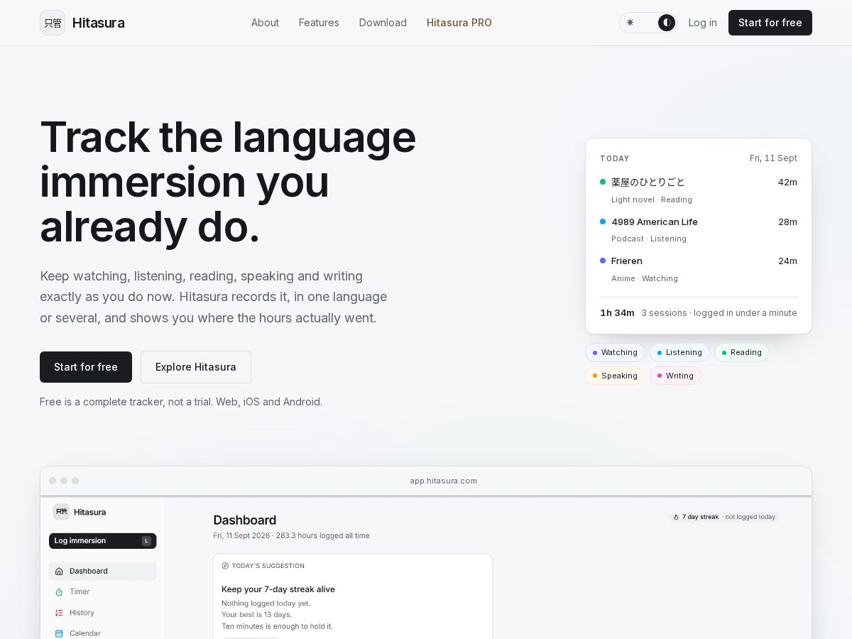 Landing-page snapshot of hitasura.com