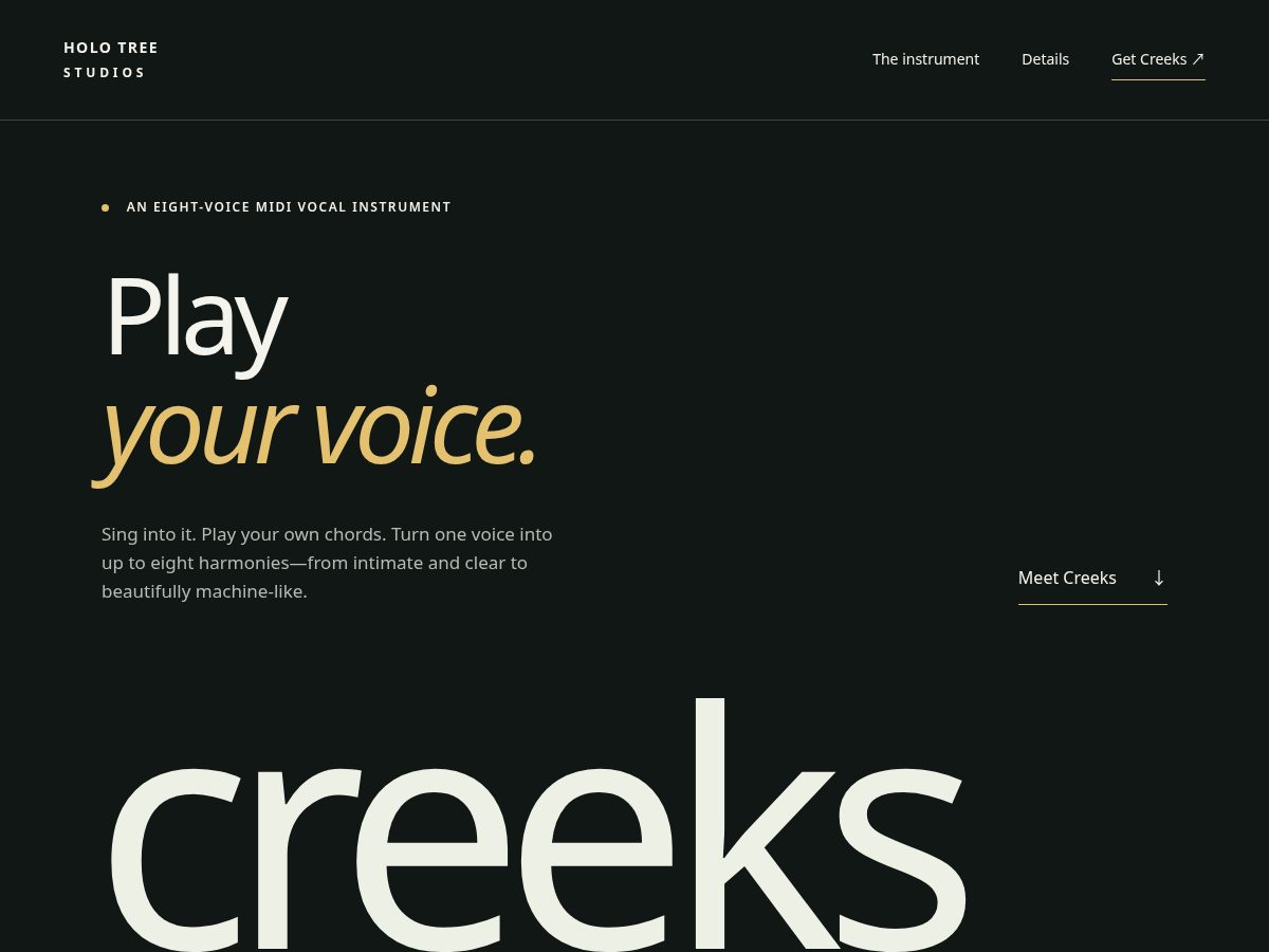 Landing-page snapshot of holotreestudios.com