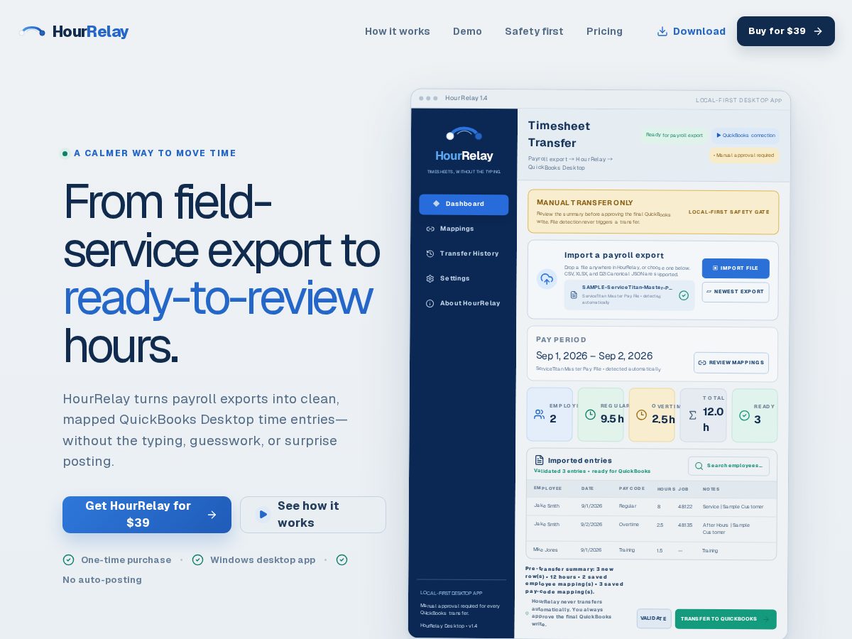Landing-page snapshot of hour-relay.com