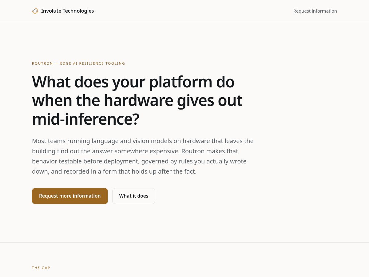 Landing-page snapshot of involutetech.com
