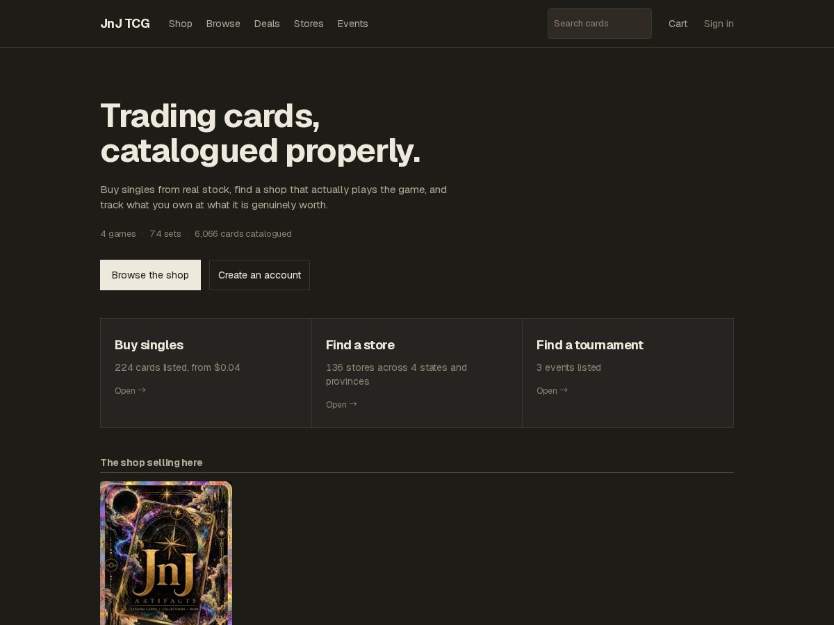 Landing-page snapshot of jnjcollectibles.com
