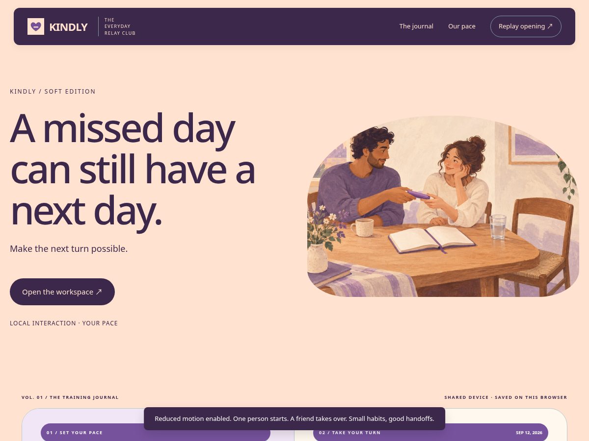 Landing-page snapshot of kindlyday.space