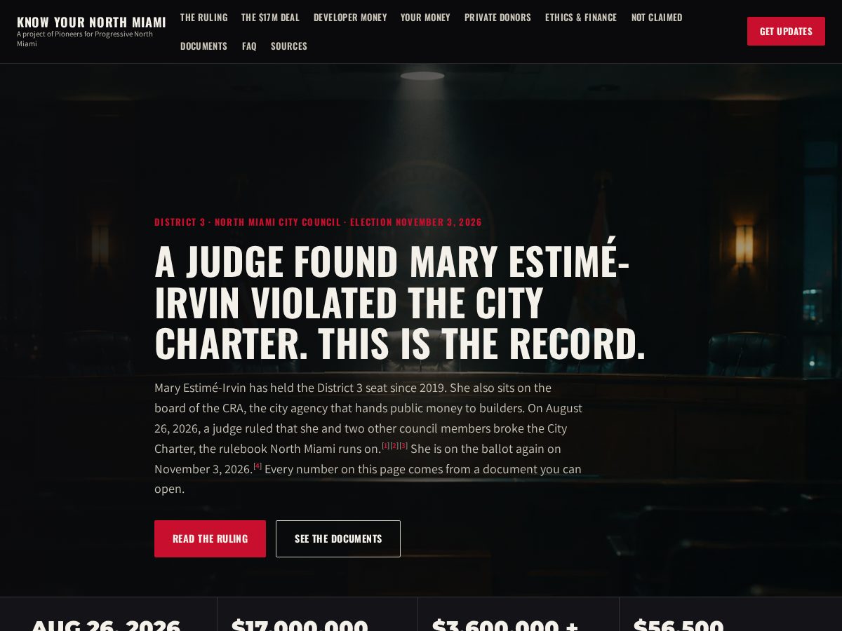 Landing-page snapshot of knowyournorthmiami.org