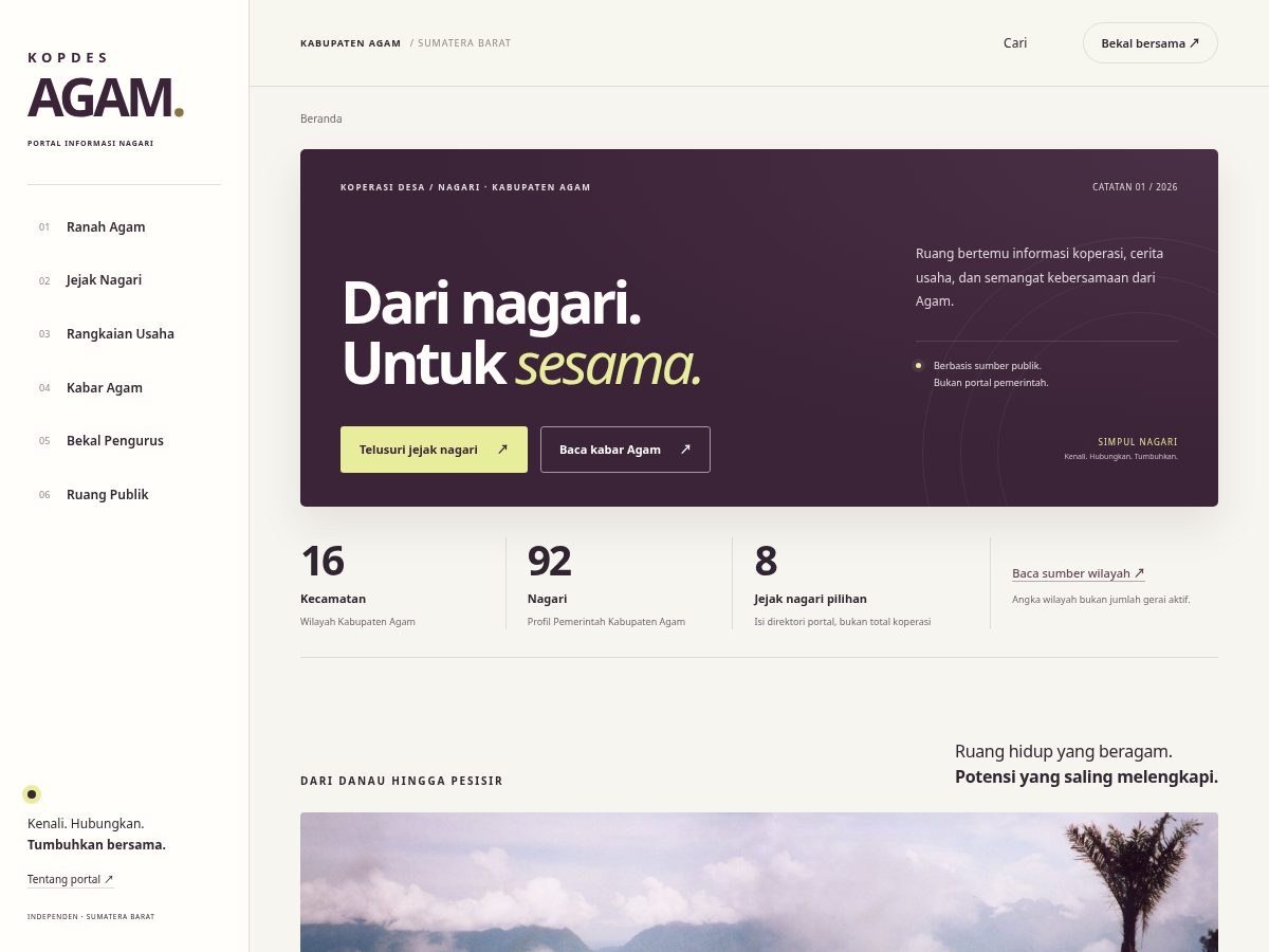 Landing-page snapshot of kopdes-agam.org
