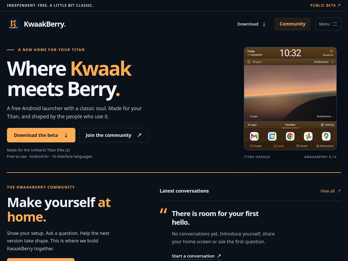 Landing-page snapshot of kwaakberry.com