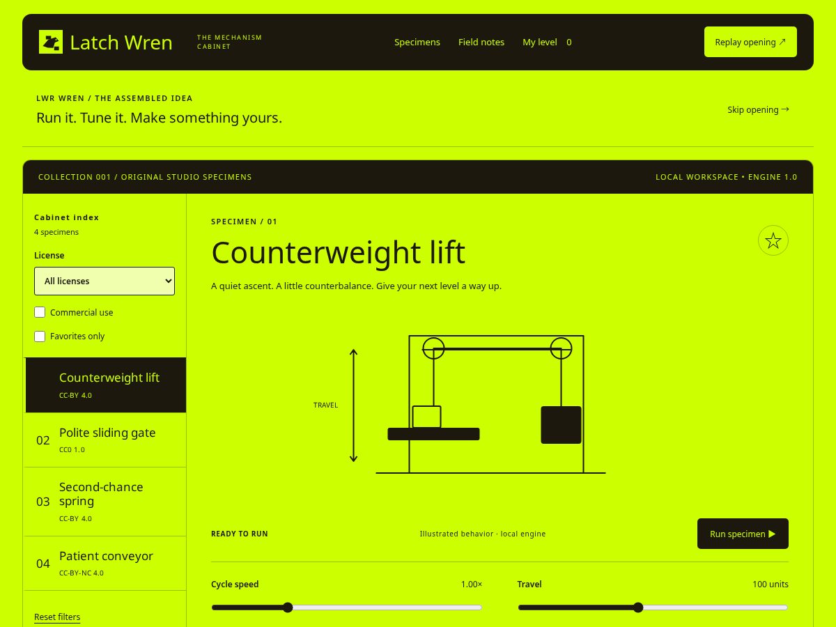 Landing-page snapshot of latchwren.xyz