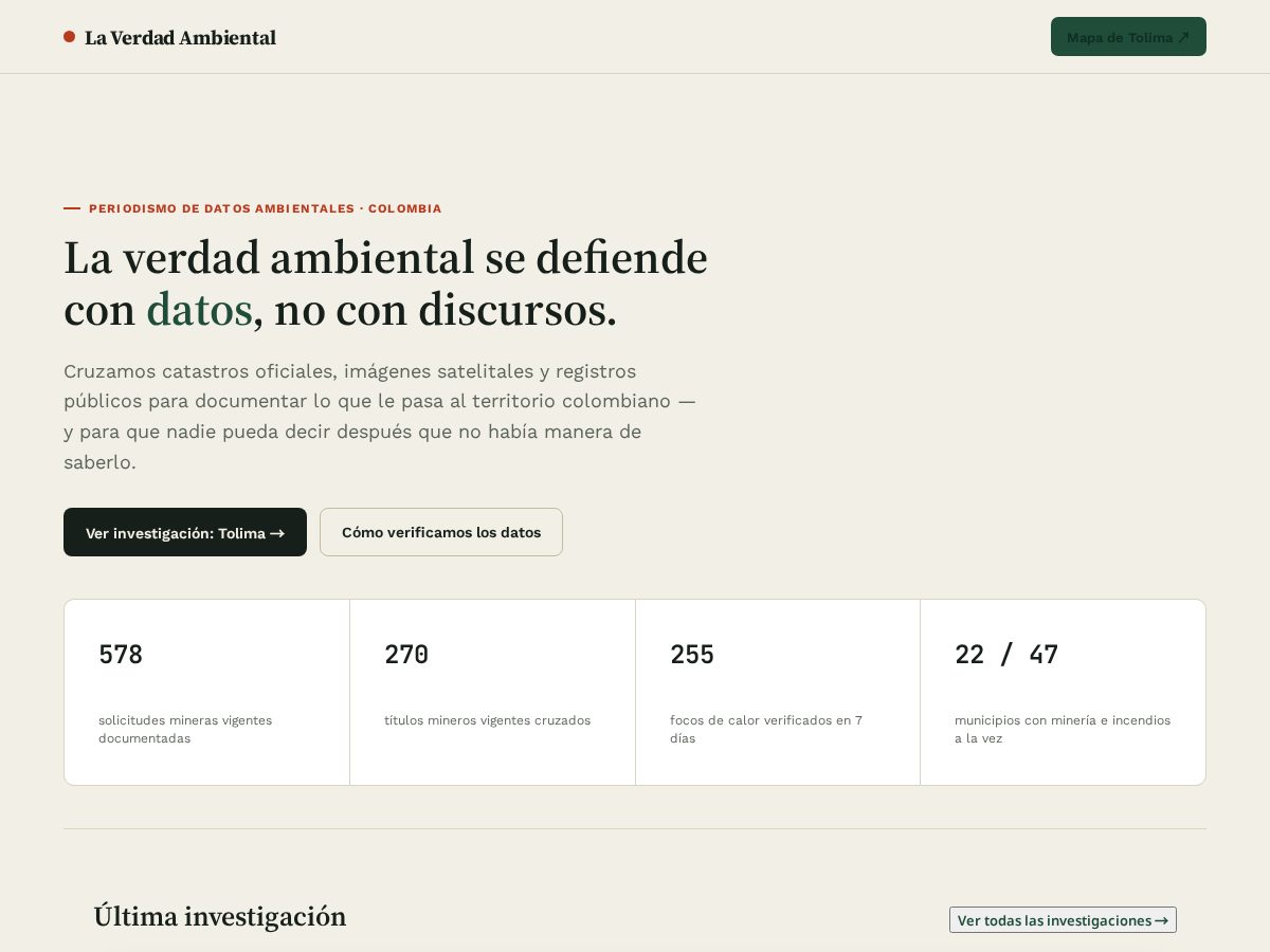 Landing-page snapshot of laverdadambiental.com