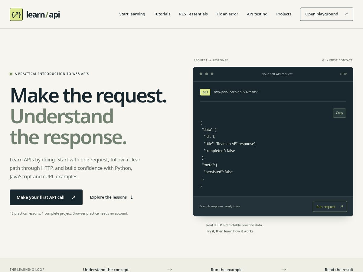 Landing-page snapshot of learn-api.com