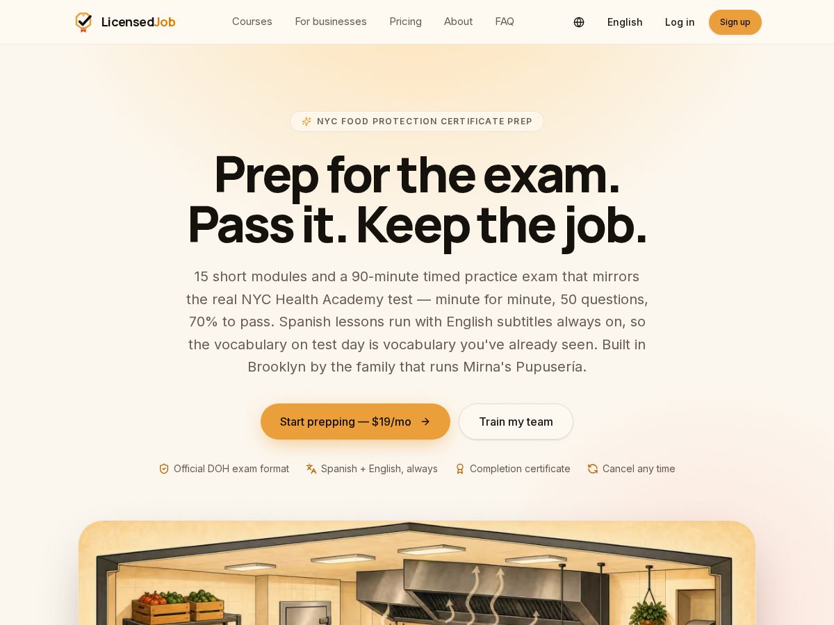 Landing-page snapshot of licensedjob.com