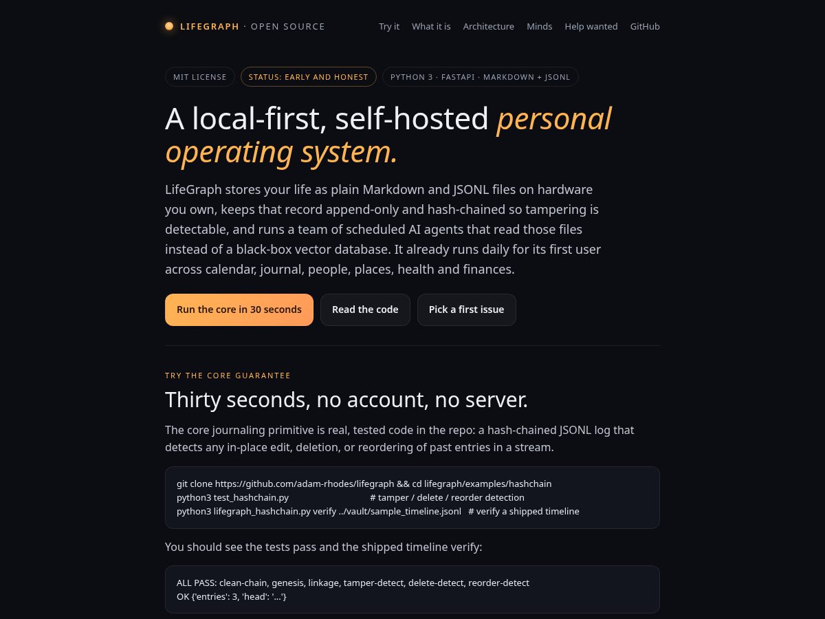 Landing-page snapshot of lifegraph.dev
