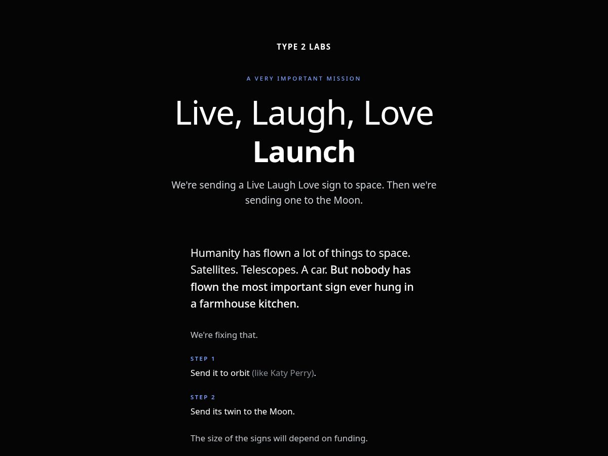 Landing-page snapshot of livelaughlovelaunch.com