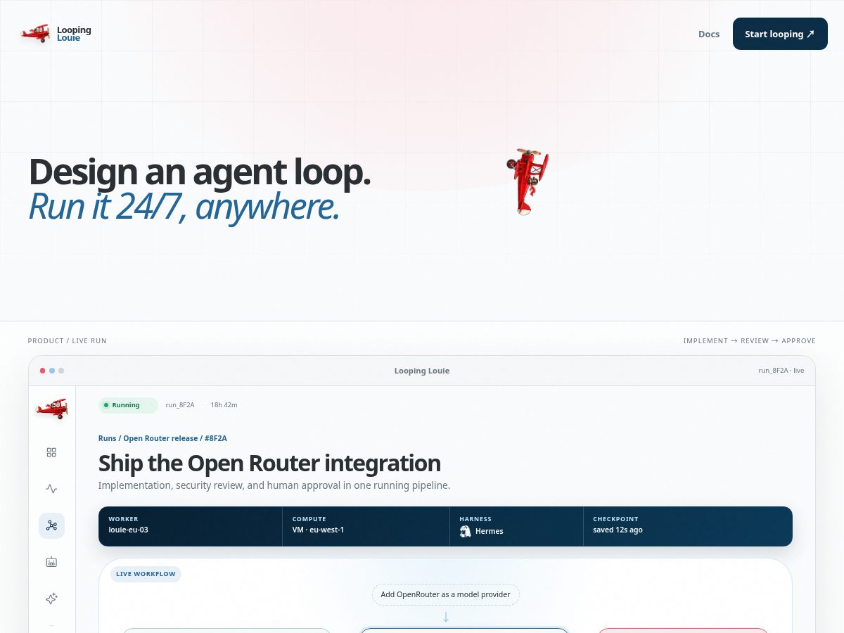 Landing-page snapshot of loopinglouie.dev