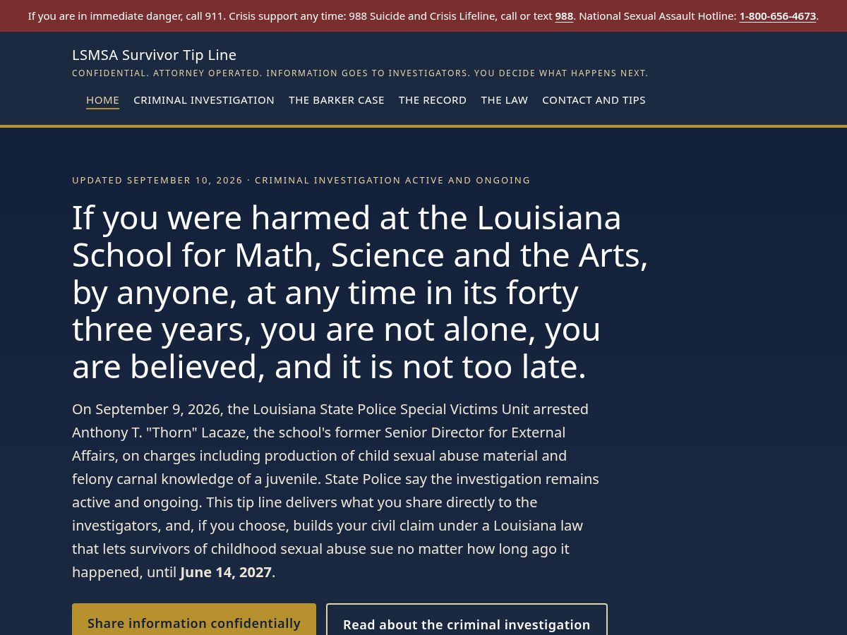 Landing-page snapshot of lsmsatipline.com