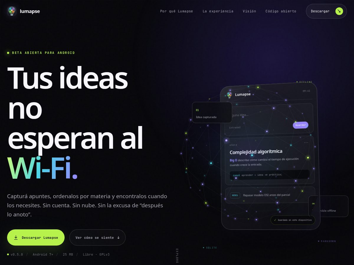 Landing-page snapshot of lumapse.tech