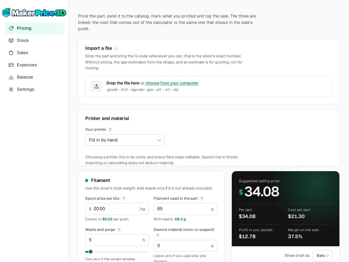 Landing-page snapshot of makerprice3d.com