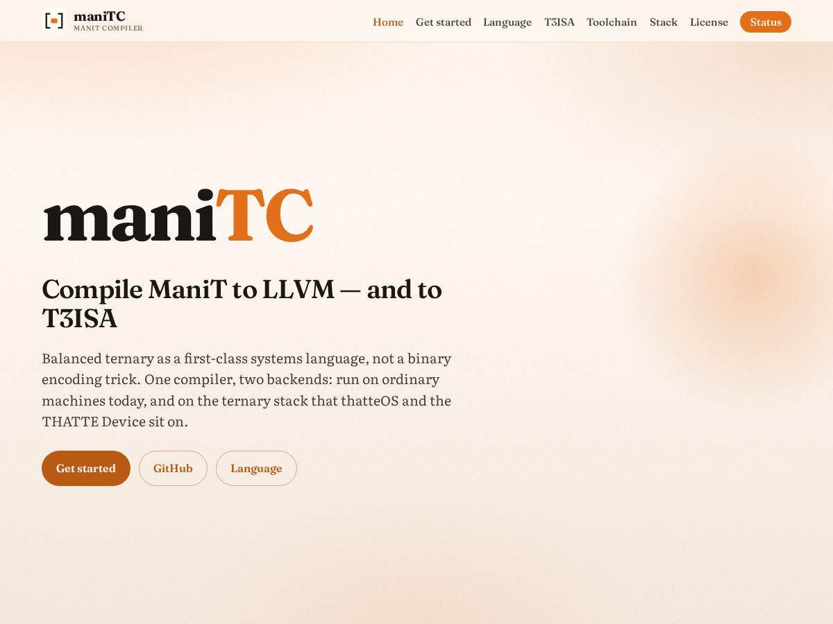 Landing-page snapshot of manitc.com