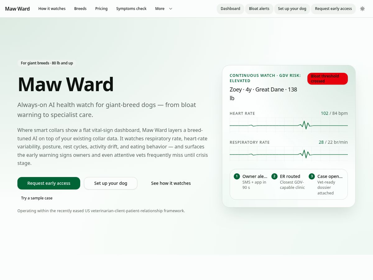 Landing-page snapshot of mawward.com