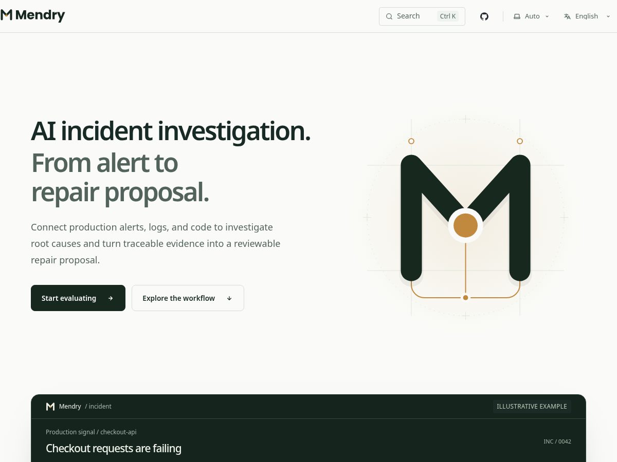 Landing-page snapshot of mendry.net