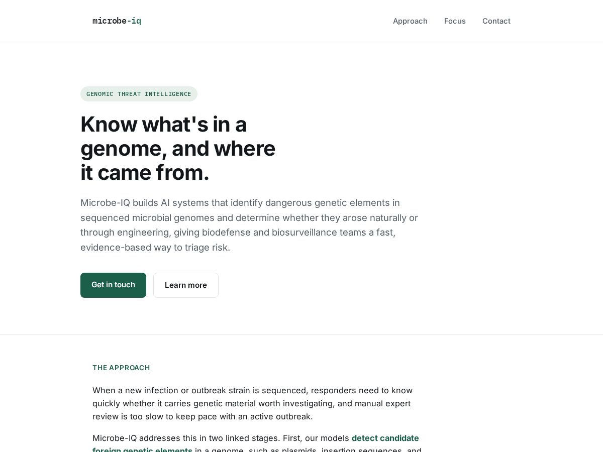 Landing-page snapshot of microbeiq.com
