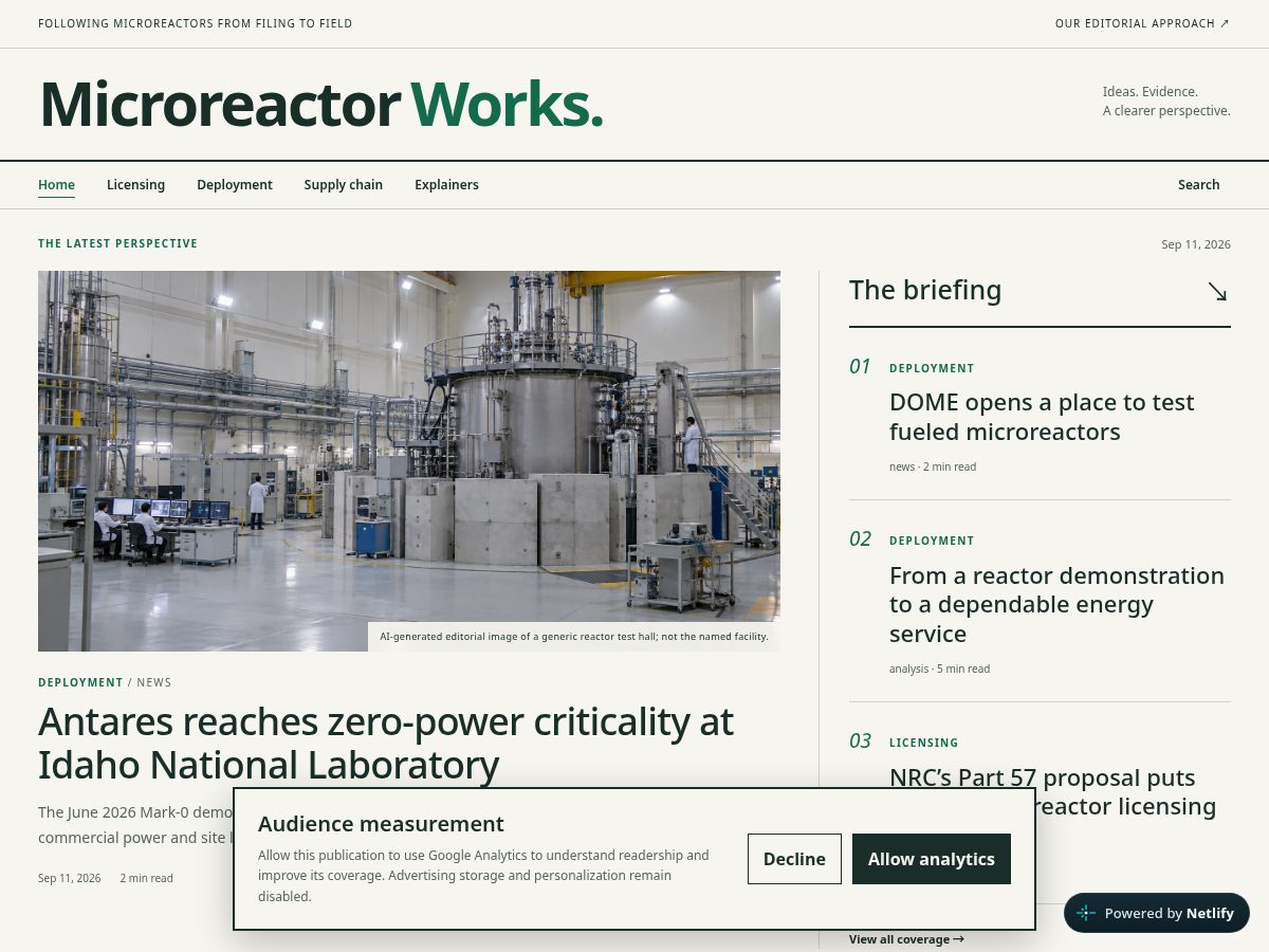 Landing-page snapshot of microreactorworks.com
