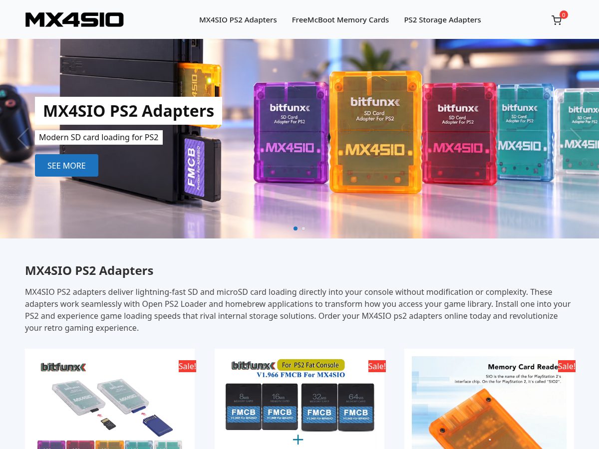 Landing-page snapshot of mx4sio.net