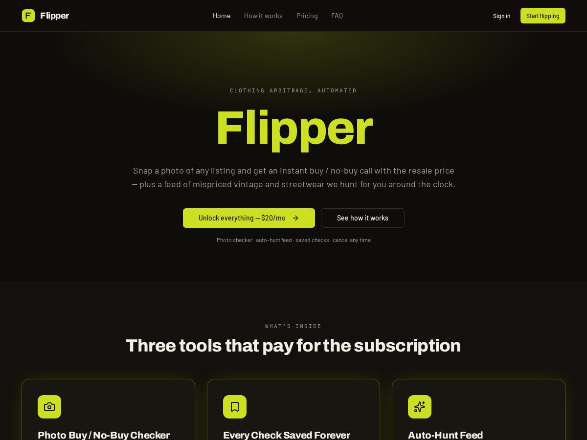 Landing-page snapshot of myflipthreads.shop