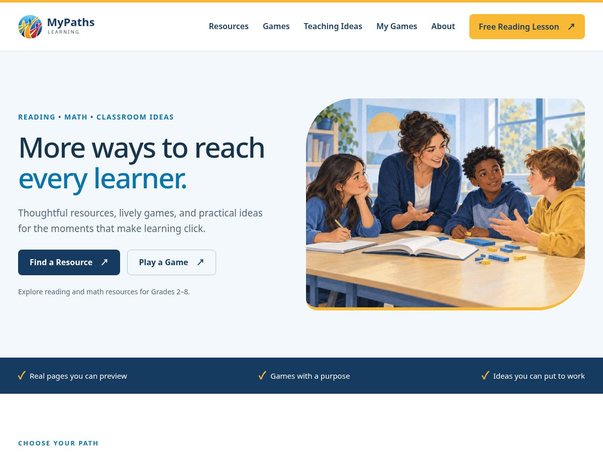 Landing-page snapshot of mypathslearning.com