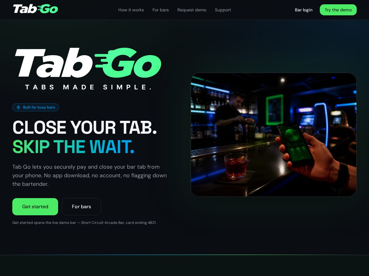 Landing-page snapshot of mytabgo.live