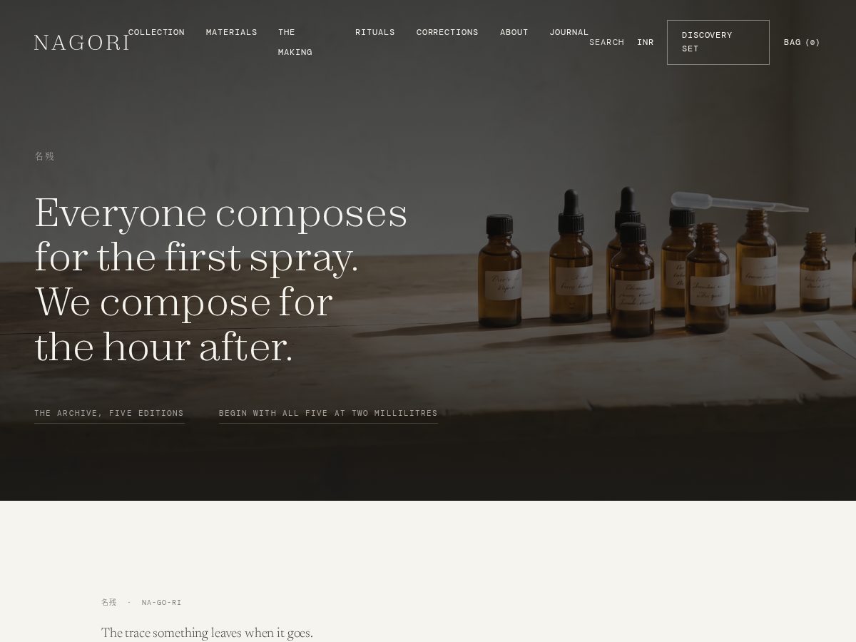 Landing-page snapshot of nagoriolfactive.com