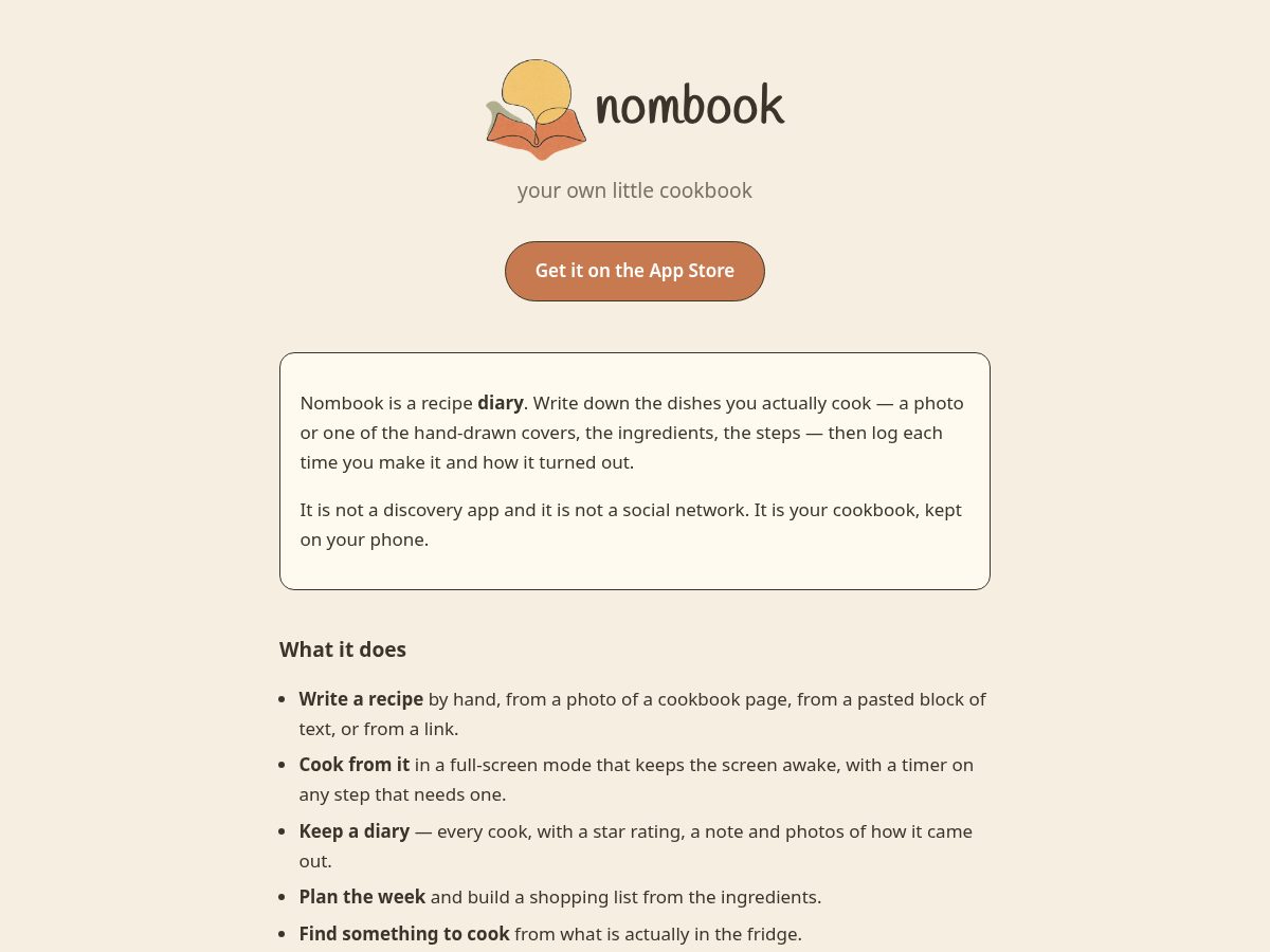 Landing-page snapshot of nombook.app