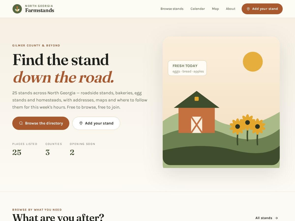 Landing-page snapshot of northgeorgiafarmstands.com