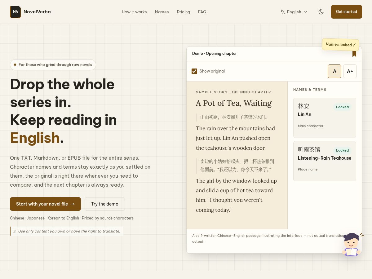Landing-page snapshot of novelverba.com