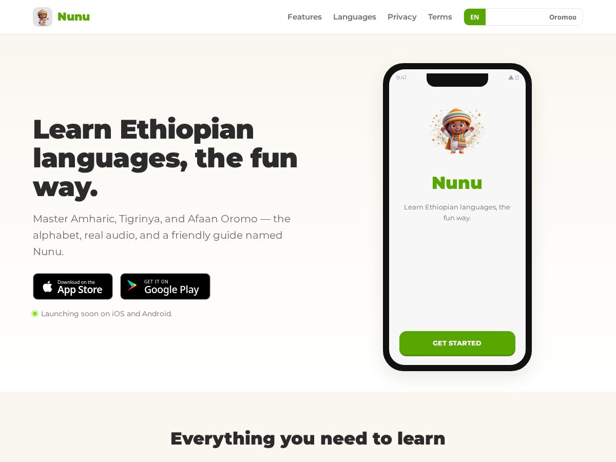 Landing-page snapshot of nunulearn.com