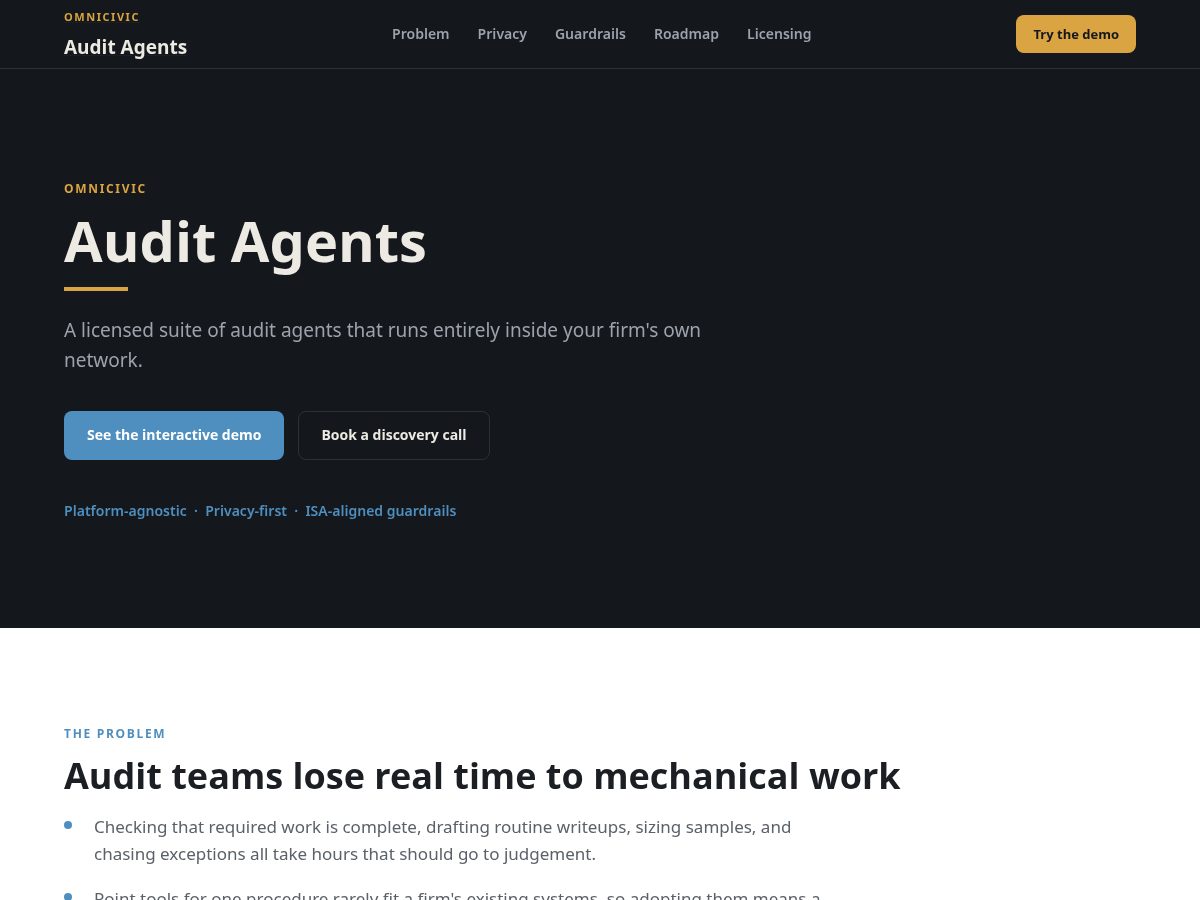 Landing-page snapshot of omnicivic.tech