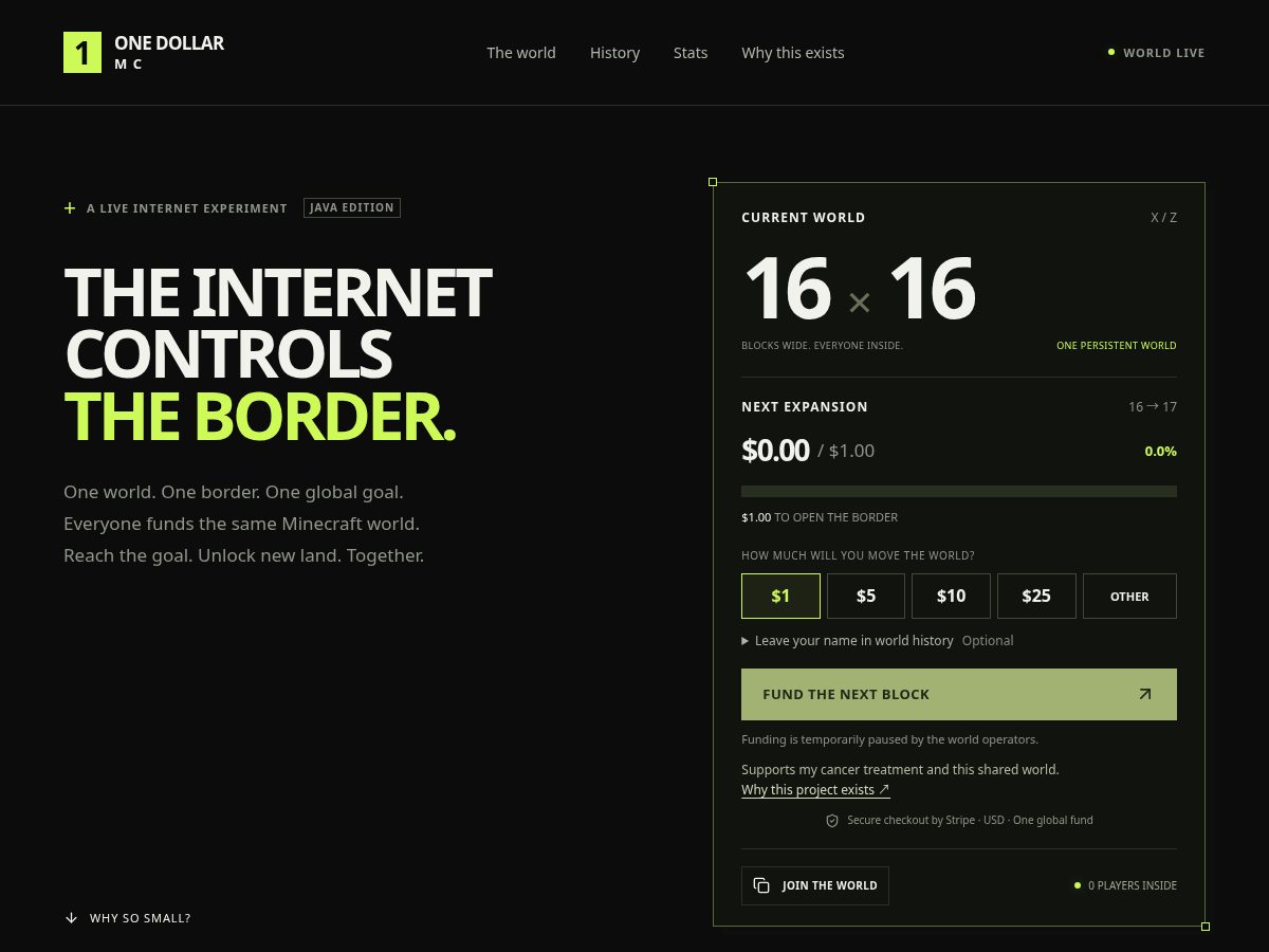 Landing-page snapshot of onedollarmc.com