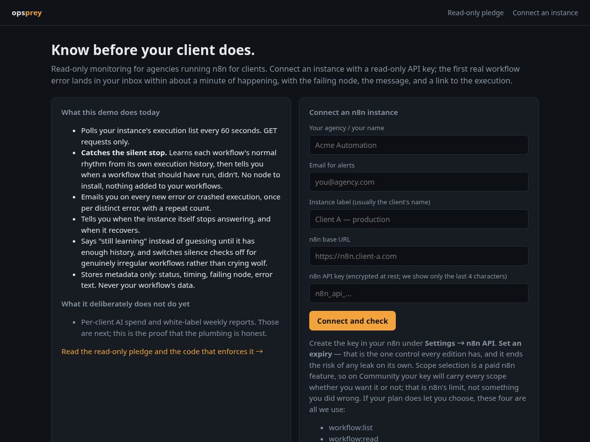 Landing-page snapshot of opsprey.watch