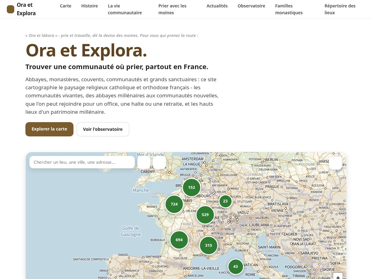 Landing-page snapshot of ora-et-explora.com