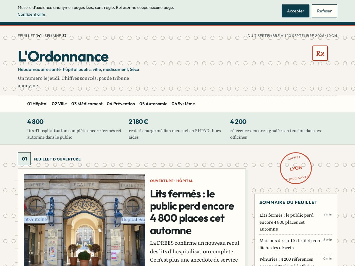 Landing-page snapshot of ordonnance.surf