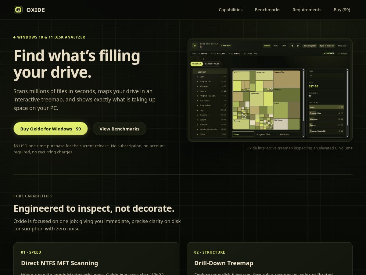 Landing-page snapshot of oxidedisk.com